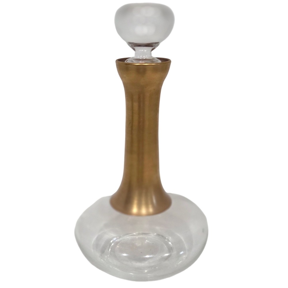 Vintage MCM Gold Neck Glass
Perfume Bottle Decanter Hollywood
Regency Glam